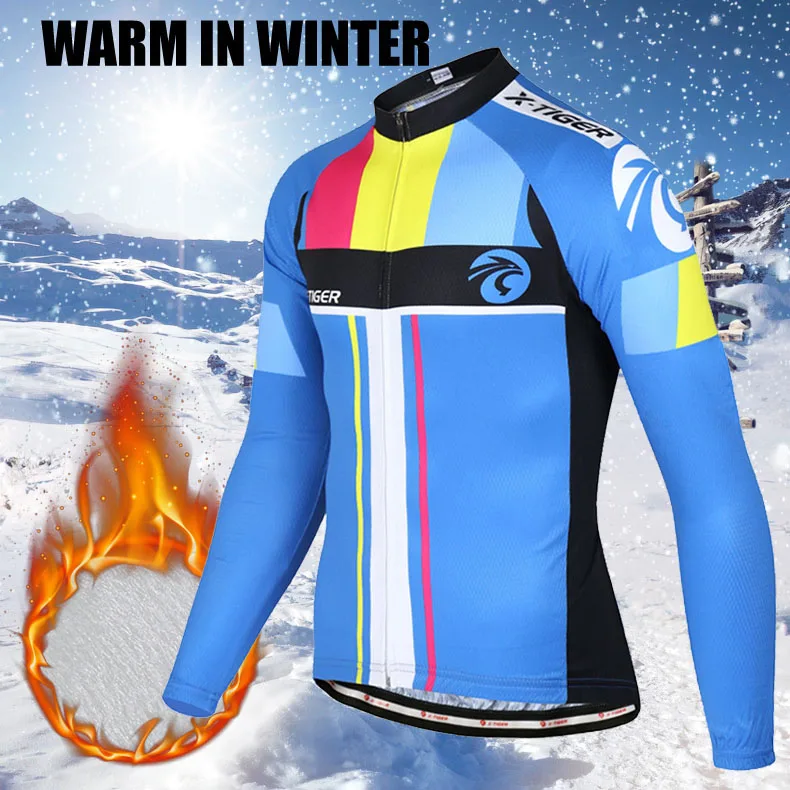 Зимний теплый флисовый комплект для велоспорта X Tiger Pro с длинным рукавом горный