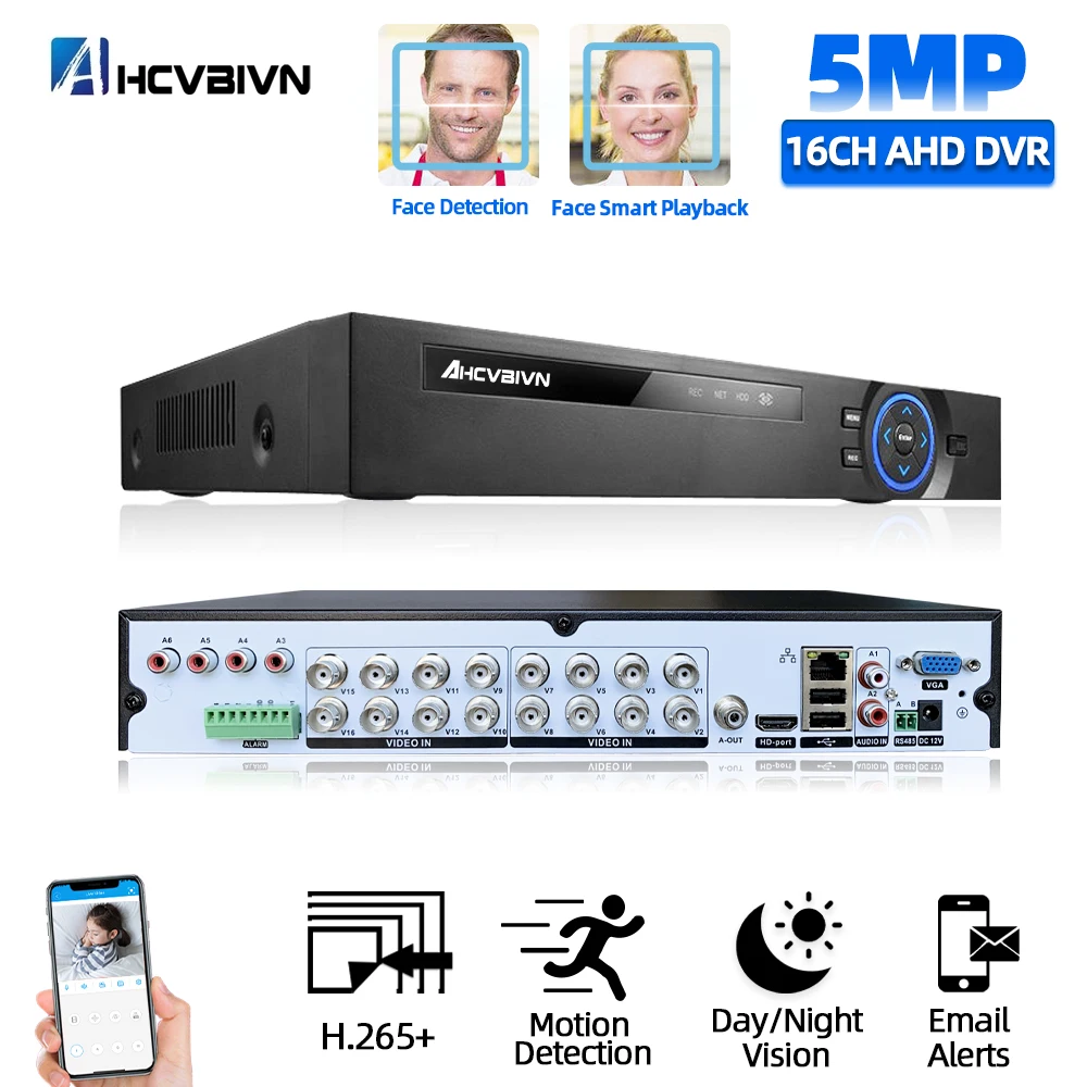 

16CH AHD DVR HD 5MP камера видеонаблюдения системы безопасности Kit 6 в 1 16-канальный гибридный DVR 8-канальный цифровой видеорегистратор