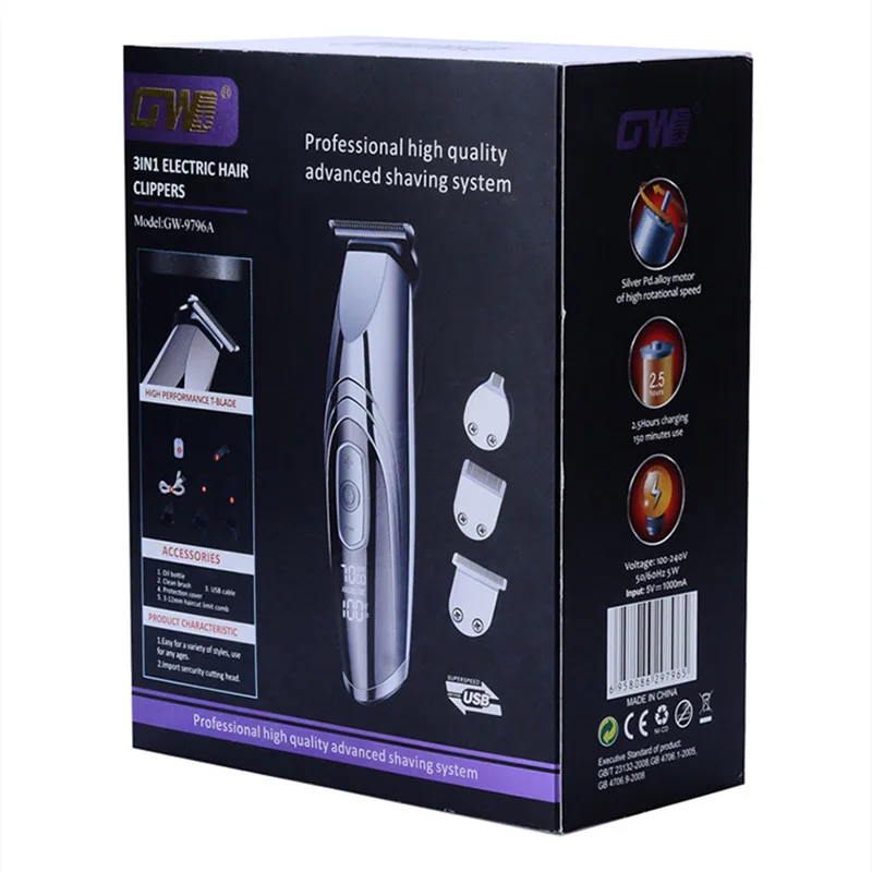 Surker GW-9796A three-in-one multi-function LCD digital display smart hair clipper, retro oil head, engraving electric clipper
Surker GW-9796A three-in-one multi-function LCD digital display smart hair clipper, retro oil head, engraving electric clipper