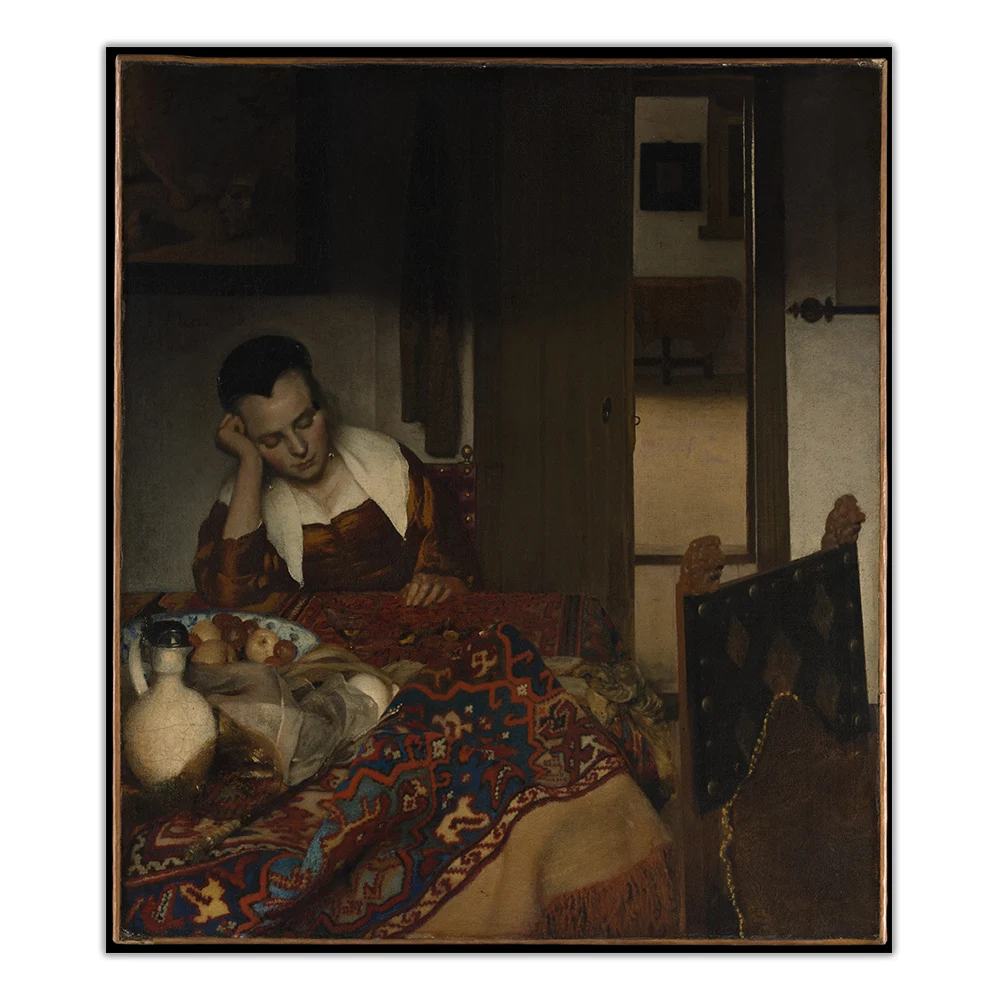 Citon Johannes Vermeer Canvas A Maid Sleeping Холст Картина маслом художественное оформление картина