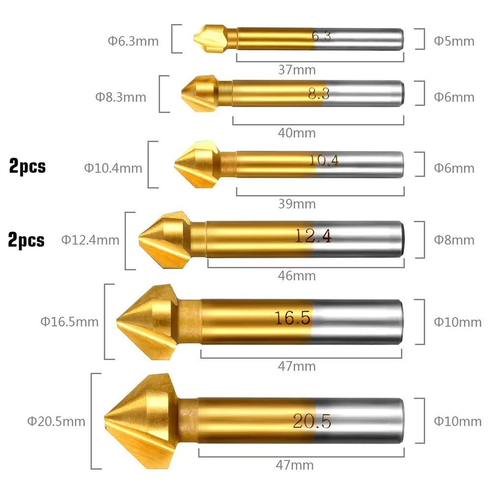 SHGO HOT-8 Pcs HSS Countersink Drill Bit Set 90 Degree Countersink Bits Titanium Chamfer Cutter Mill Drill Bits
SHGO HOT-8 Pcs HSS Countersink Drill Bit Set 90 Degree Countersink Bits Titanium Chamfer Cutter Mill Drill Bits