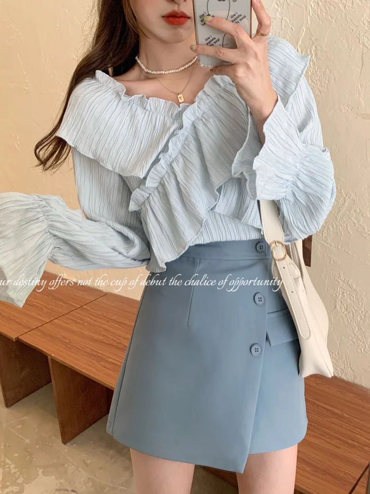 French Ruffle Shirt Female Design Sense of Spring and Summer 2021 New Gentle Style Shirt Long Sleeve Upper Garment
French Ruffle Shirt Female Design Sense of Spring and Summer 2021 New Gentle Style Shirt Long Sleeve Upper Garment