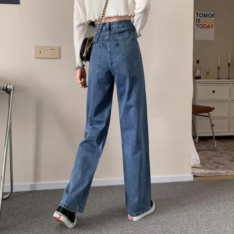 2021 Spring and Autumn new retro style high waist solid color wide leg jeans women street solid color slim straight jeans ladies
2021 Spring and Autumn new retro style high waist solid color wide leg jeans women street solid color slim straight jeans ladies