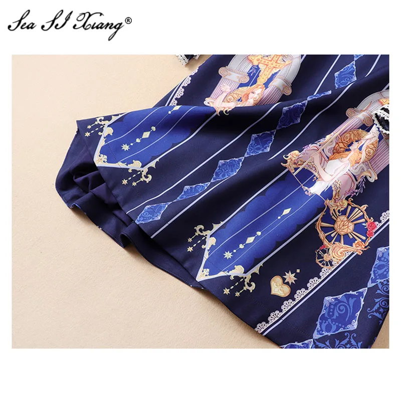 Seasixiang Fashion Designer Spring Dress Women's Stand Collar Lace Flare Sleeve Ruffles Vintage Print Dresses
Seasixiang Fashion Designer Spring Dress Women's Stand Collar Lace Flare Sleeve Ruffles Vintage Print Dresses