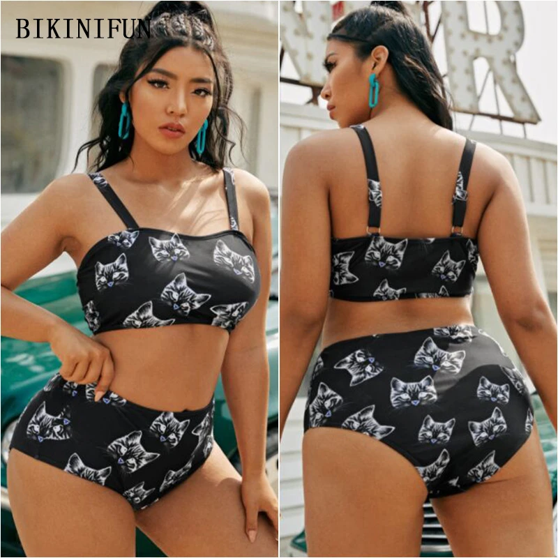 New Kitty Cat Print Swimsuit Women Flat Bralette Beachwear Plus Size Swimwear XL-4XL Girl High Waist Bathing Suit Bikini Set
New Kitty Cat Print Swimsuit Women Flat Bralette Beachwear Plus Size Swimwear XL-4XL Girl High Waist Bathing Suit Bikini Set
