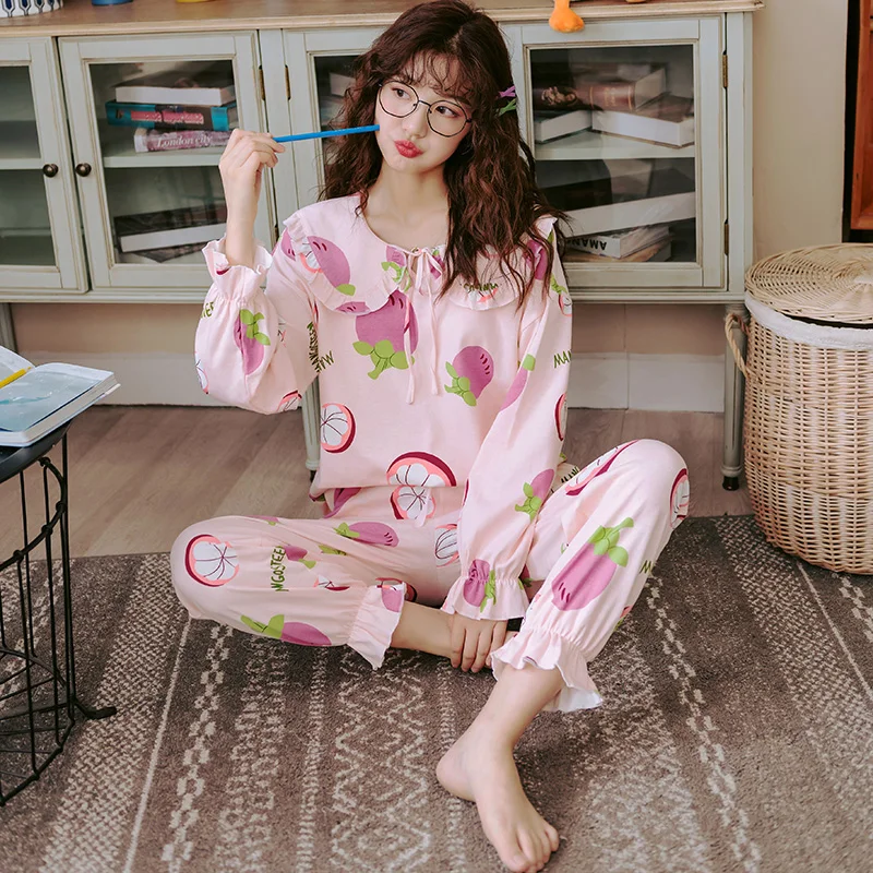 Fruit Mangosteen Print Home Clothes For Women Autumn Full Cotton Femme Pajamas Sets Girl's Sleepwear Big Yards 3XL Pijamas Mujer
Fruit Mangosteen Print Home Clothes For Women Autumn Full Cotton Femme Pajamas Sets Girl's Sleepwear Big Yards 3XL Pijamas Mujer