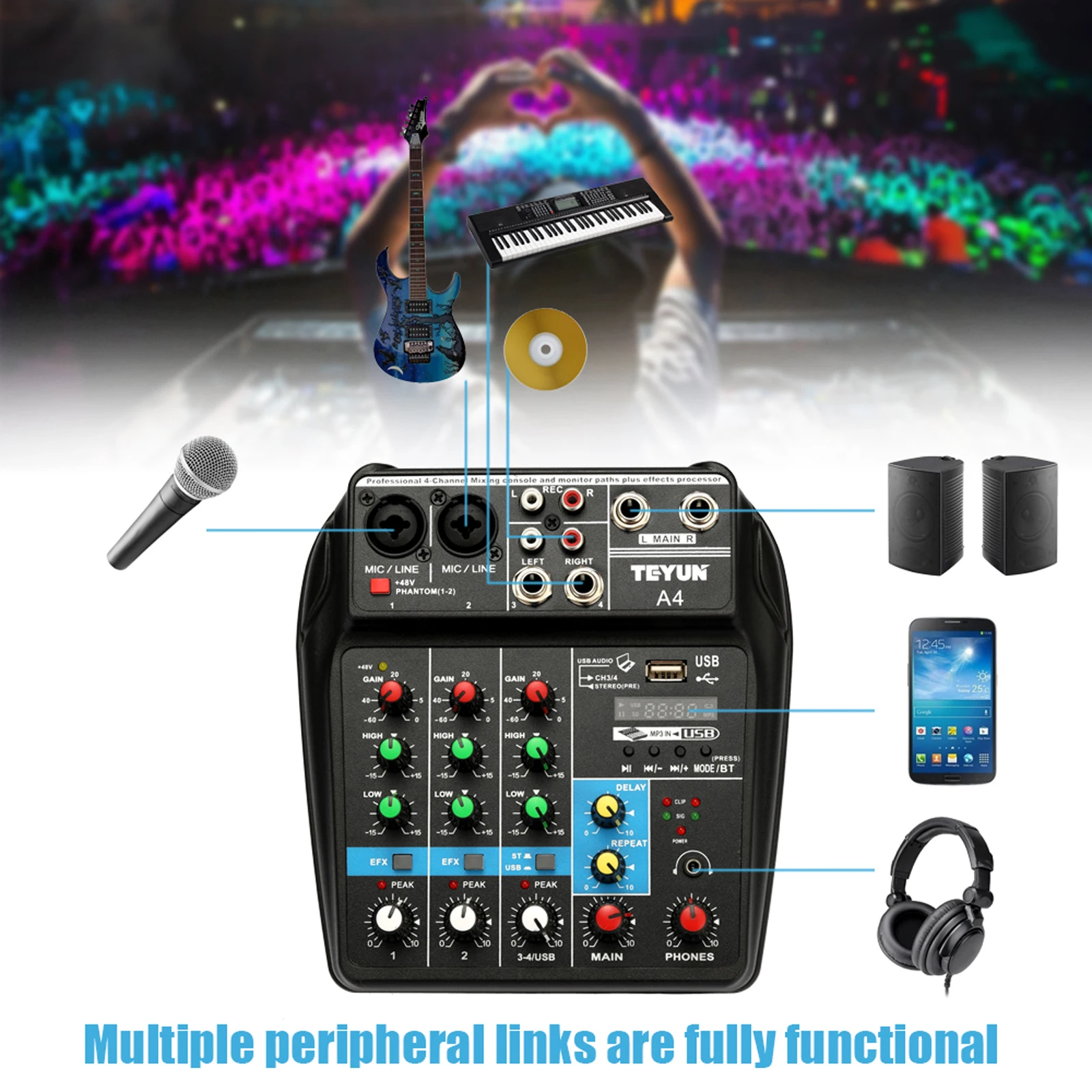 Portable Digital Sound Mixing Console Record System 48V Amplifier for Computer Recording
Portable Digital Sound Mixing Console Record System 48V Amplifier for Computer Recording