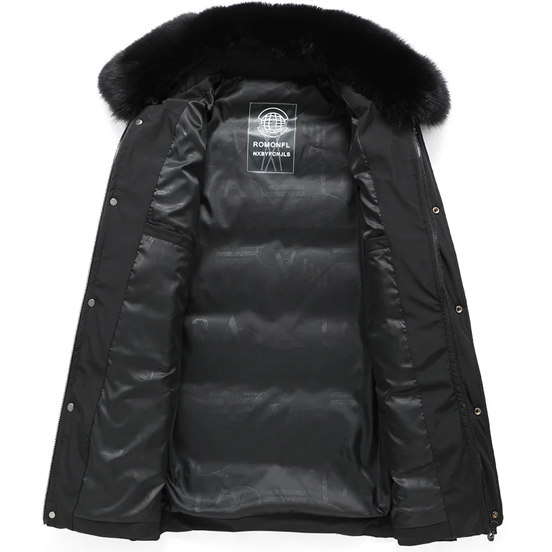 men's jacket middle and long detachable fox fur collar business thick warm coat for middle-aged and elderly in winter 
men's jacket middle and long detachable fox fur collar business thick warm coat for middle-aged and elderly in winter