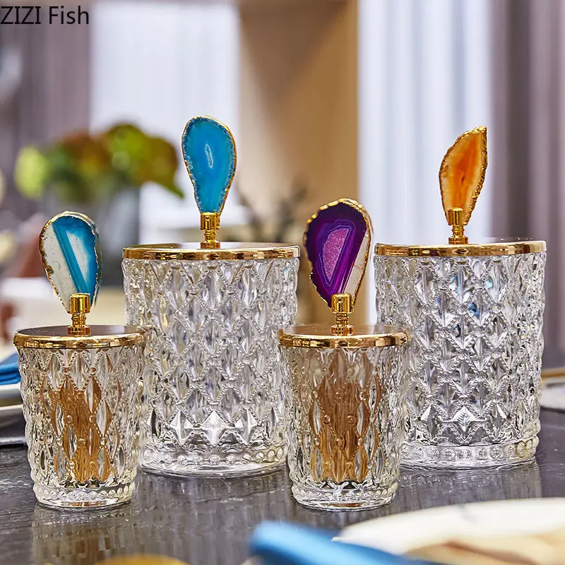 Glass Storage Jars Relief Tea Canister Candy Pot Natural Agate Stone Decorative Crystal Storage Jar with Cover Spice Organizer
Glass Storage Jars Relief Tea Canister Candy Pot Natural Agate Stone Decorative Crystal Storage Jar with Cover Spice Organizer