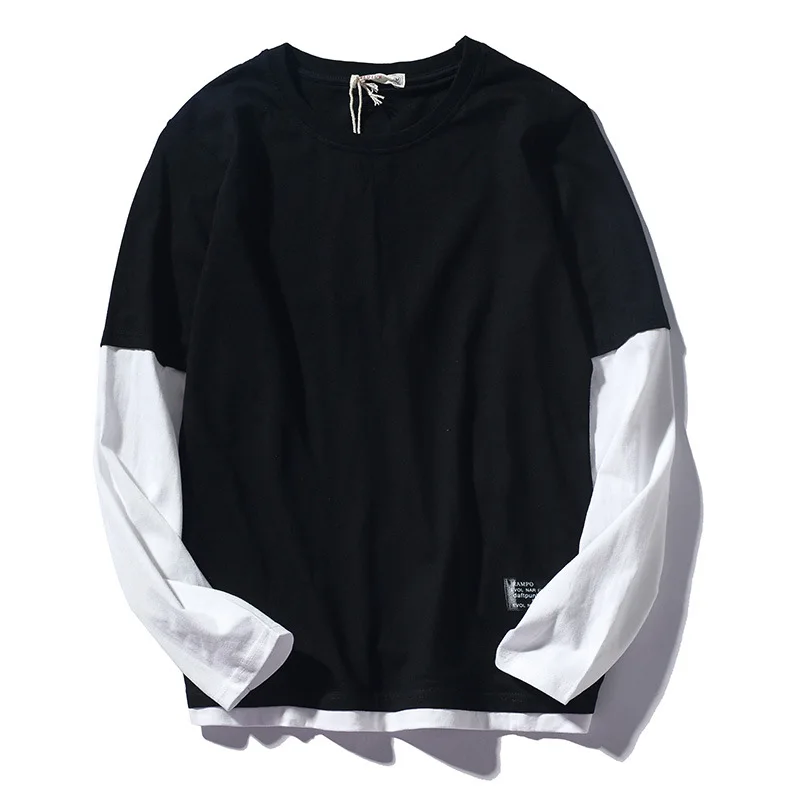 High Quality 2021 Autumn Spring Fashion Oversize Fake Two Pieces Tshirt Men's Long Sleeve Casual O Neck T-Shirt For Man TOP TEES
High Quality 2021 Autumn Spring Fashion Oversize Fake Two Pieces Tshirt Men's Long Sleeve Casual O Neck T-Shirt For Man TOP TEES