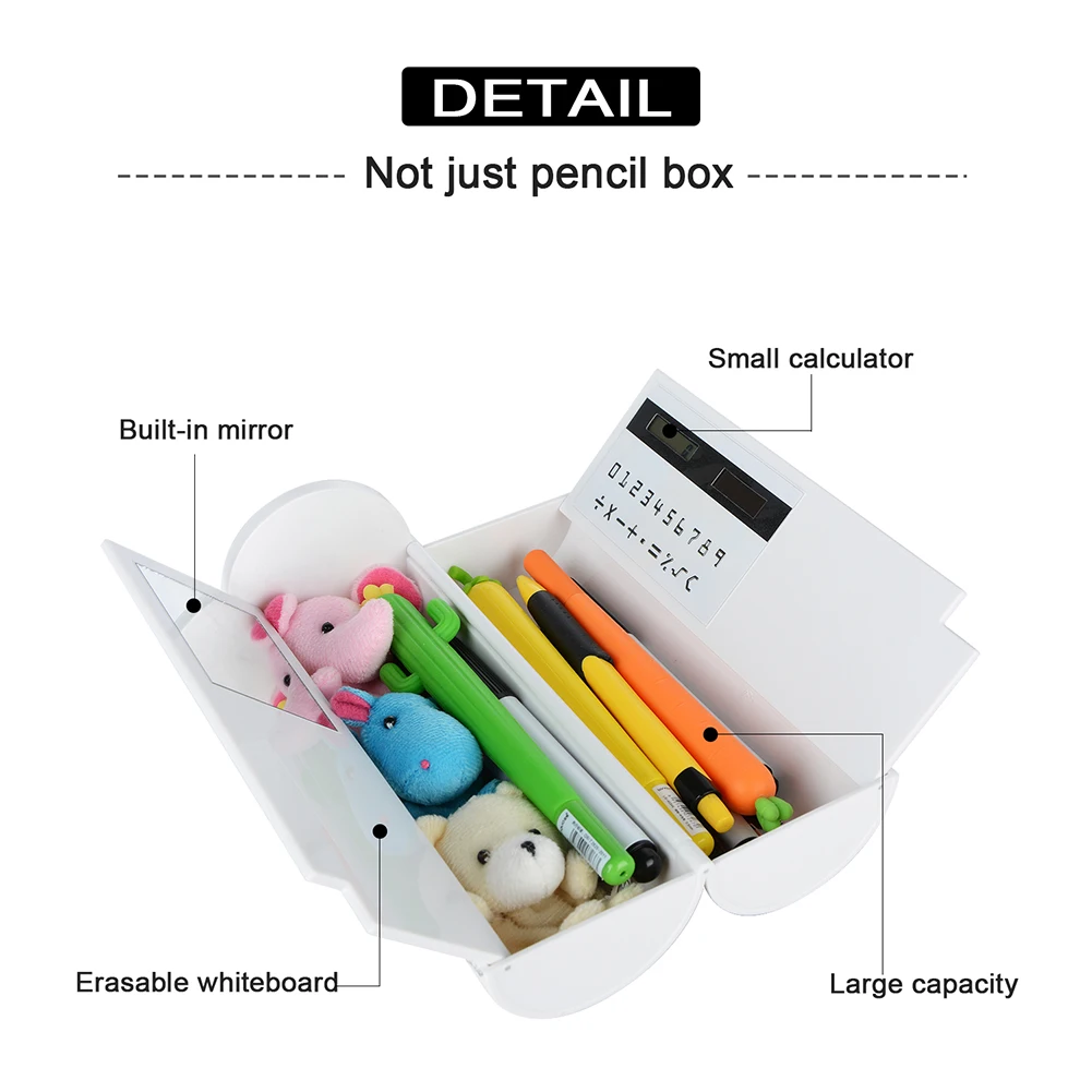 2019 NEW Creative Pencil Box Multifunctional with Mirror Calculator Large Capacity Pencil Cases for Boys Girls School Stationery
2019 NEW Creative Pencil Box Multifunctional with Mirror Calculator Large Capacity Pencil Cases for Boys Girls School Stationery
