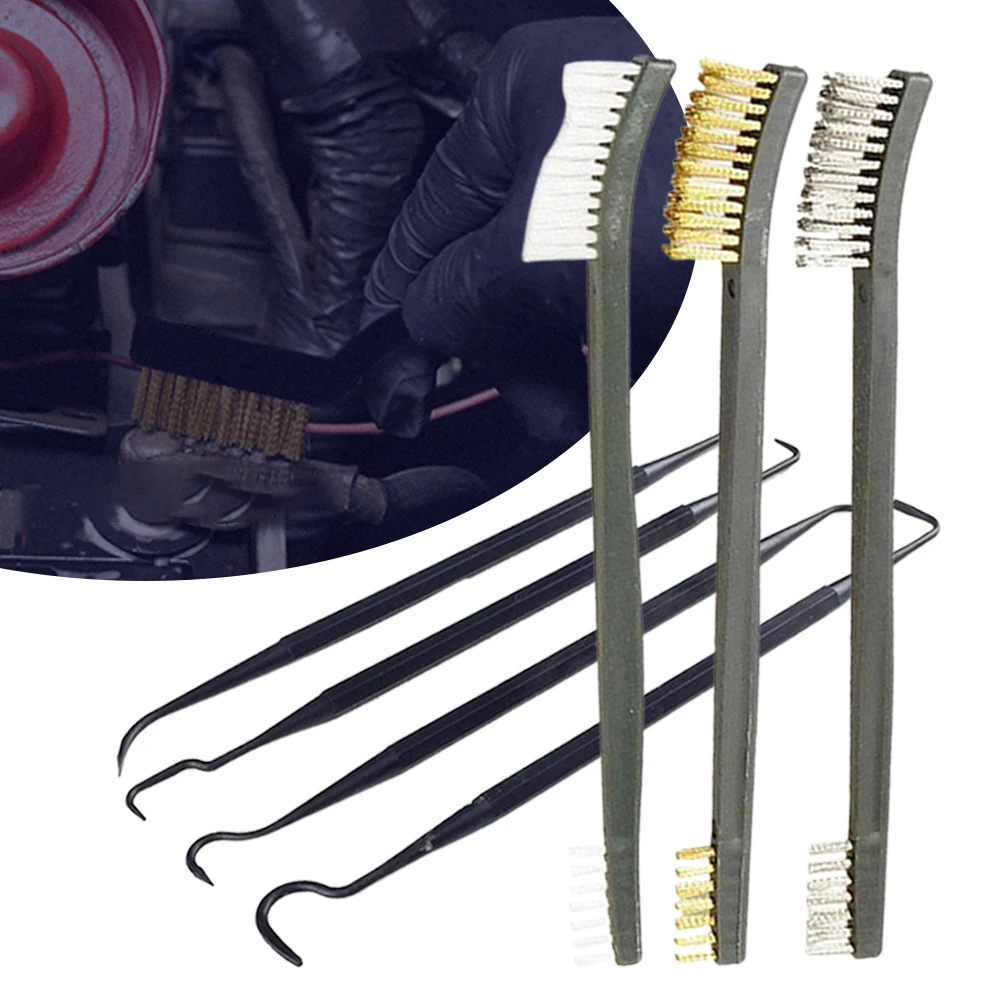 Pick and Brush Set Double-headed 3 Wire Brushes and 4 Nylon Picks Multipurpose Car Detailing Cleaning Tool Accessories
Pick and Brush Set Double-headed 3 Wire Brushes and 4 Nylon Picks Multipurpose Car Detailing Cleaning Tool Accessories