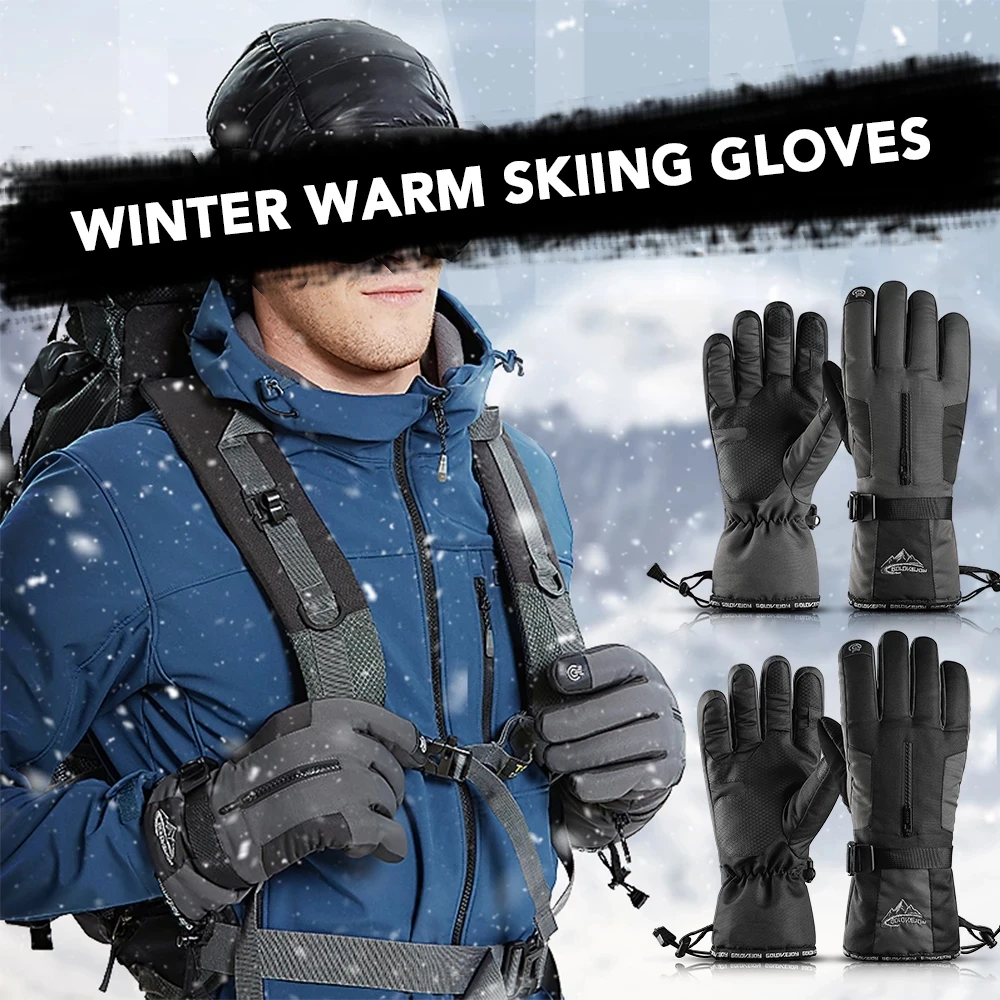 

Теплые лыжные перчатки, зимние теплые перчатки, флисовые водонепроницаемые перчатки для сноуборда, перчатки для сенсорного экрана, зимние ...