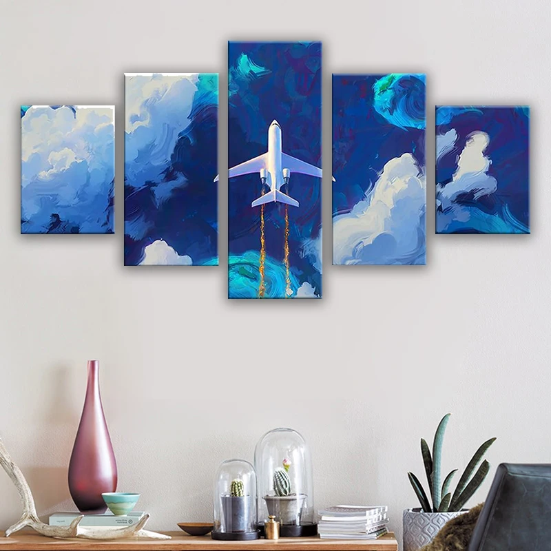 Wall Art Canvas Painting Frame 5 Panel Airplane In Flight Printed Modular Pictures Home Modern Decor Living Room Decoration
Wall Art Canvas Painting Frame 5 Panel Airplane In Flight Printed Modular Pictures Home Modern Decor Living Room Decoration
