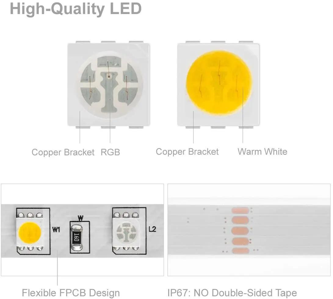 5050 RGBW RGB add to Warm White 5m 60LEDs Multi Colored LED Tape Lights Waterproof White 10mm DC12V for Bedroom
5050 RGBW RGB add to Warm White 5m 60LEDs Multi Colored LED Tape Lights Waterproof White 10mm DC12V for Bedroom
