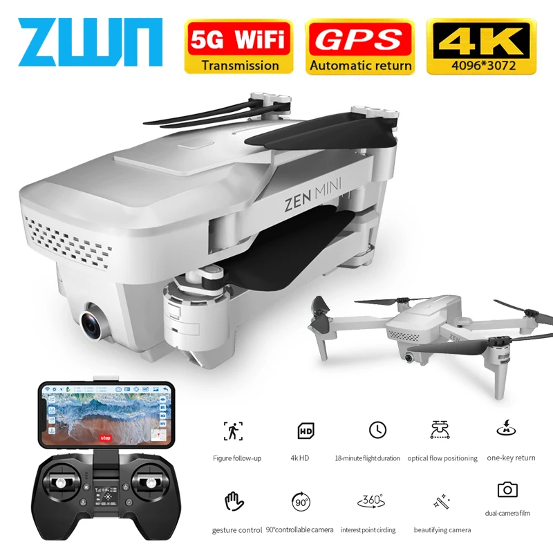Visuo Xs818 Zen мини GPS Дрон с Wifi FPV 4K HD двойной камерой оптический поток RC Квадрокоптер