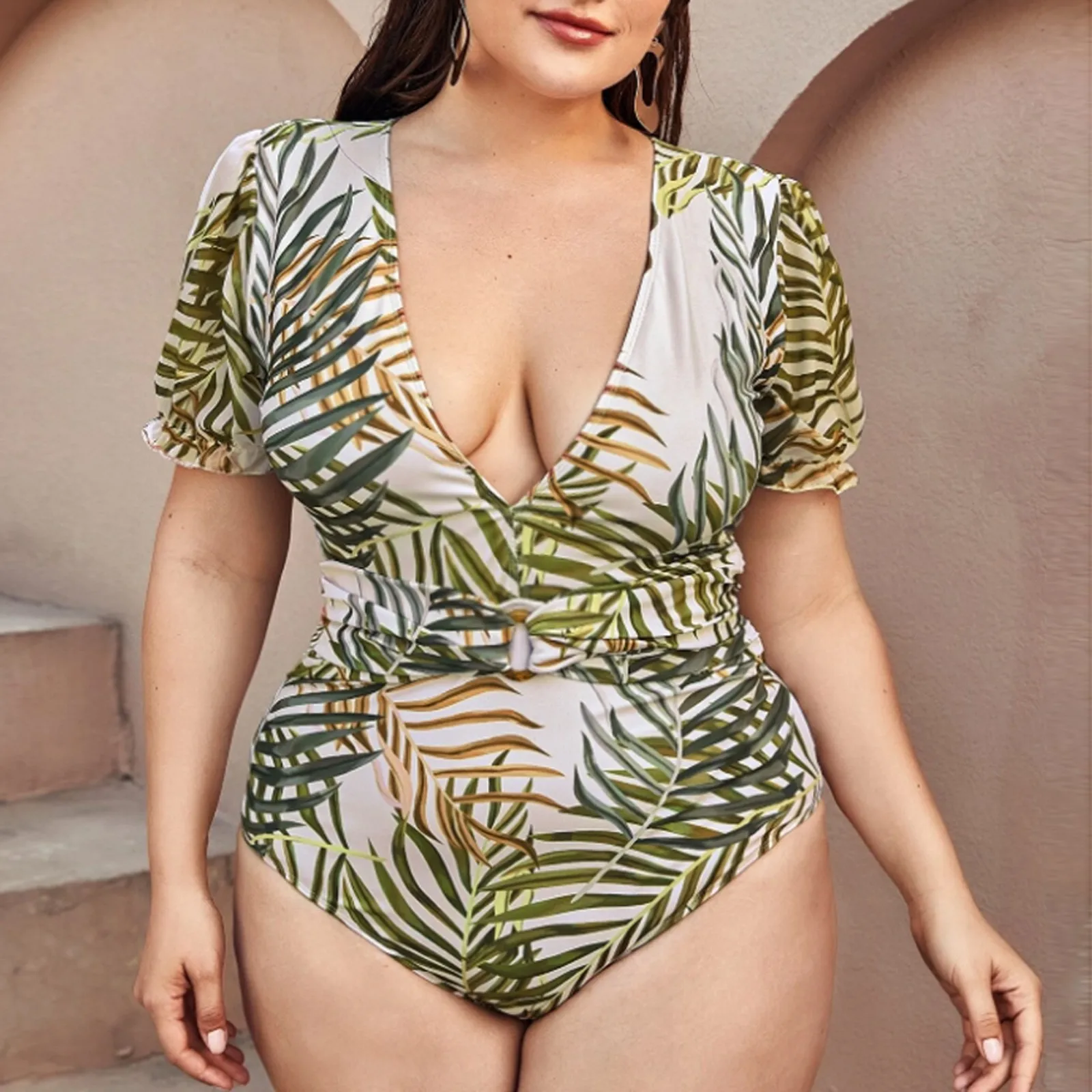 Women's Swimming Suit Sexy Bikini Swimsuit Swimwear Fashion Sexy Large Leaf Print One Piece Short Sleeve Swimsuit Bikini
Women's Swimming Suit Sexy Bikini Swimsuit Swimwear Fashion Sexy Large Leaf Print One Piece Short Sleeve Swimsuit Bikini