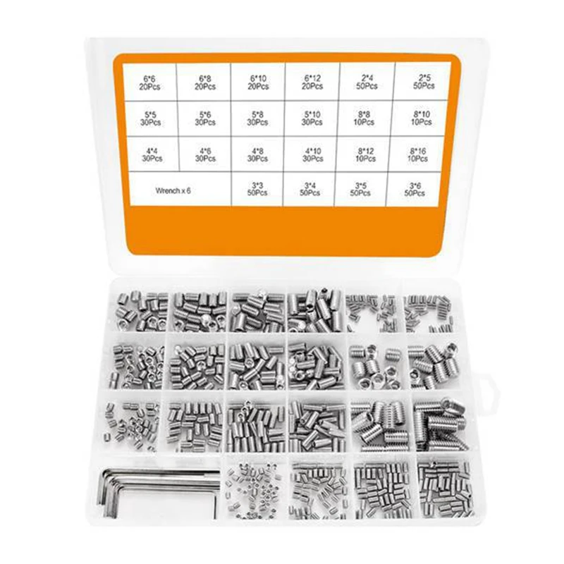 666Pcs Set Screw Hex Hexagon Socket Head Stainless Steel Headless Set Screw Assortment M2 M3 M4 M5 M6 M8 Grub Screw
666Pcs Set Screw Hex Hexagon Socket Head Stainless Steel Headless Set Screw Assortment M2 M3 M4 M5 M6 M8 Grub Screw
