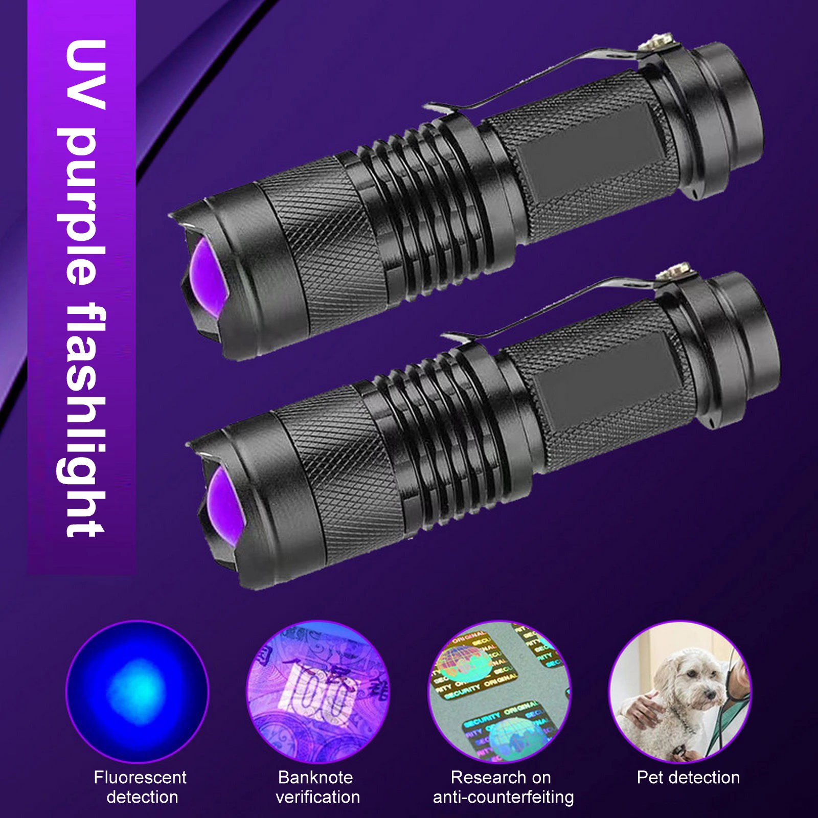 LED 365nm UV Flashlight Ultraviolet Torch With Zoom Function Mini UV Black Light Pet Urine Stains Detector Scorpion Hunting
LED 365nm UV Flashlight Ultraviolet Torch With Zoom Function Mini UV Black Light Pet Urine Stains Detector Scorpion Hunting