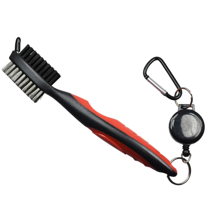 

Golf Training Aids Golf Club Brush Groove Cleaner With Retractable Zip-line And Aluminum Carabiner Cleaning Tools Outdoor