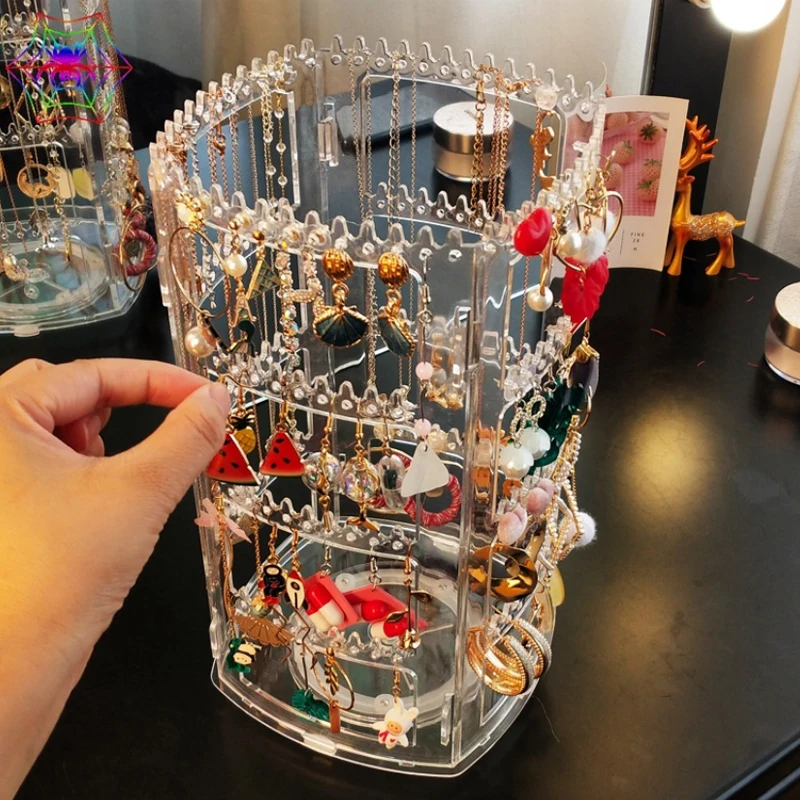 236 Holes Rotating Transparent Jewelry Box Earrings Display Stand Organizer Large Capacity Bracelet Necklace Storage Box
236 Holes Rotating Transparent Jewelry Box Earrings Display Stand Organizer Large Capacity Bracelet Necklace Storage Box