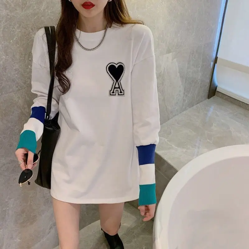 Spring 2021 AMI Cotton White Long-Sleeved Womens Buttock-Covering Loose Mid-Length Blouse 
Spring 2021 AMI Cotton White Long-Sleeved Womens Buttock-Covering Loose Mid-Length Blouse