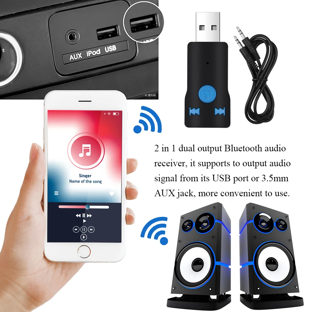 USB адаптер bluetooth-приемник аудио для звонков автомобильного динамика приемник