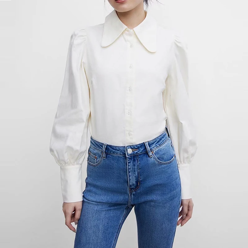 Женская элегантная однобортная рубашка с длинным рукавом, модель XX8429, 2022 
Женская элегантная однобортная рубашка с длинным рукавом, модель XX8429, 2022