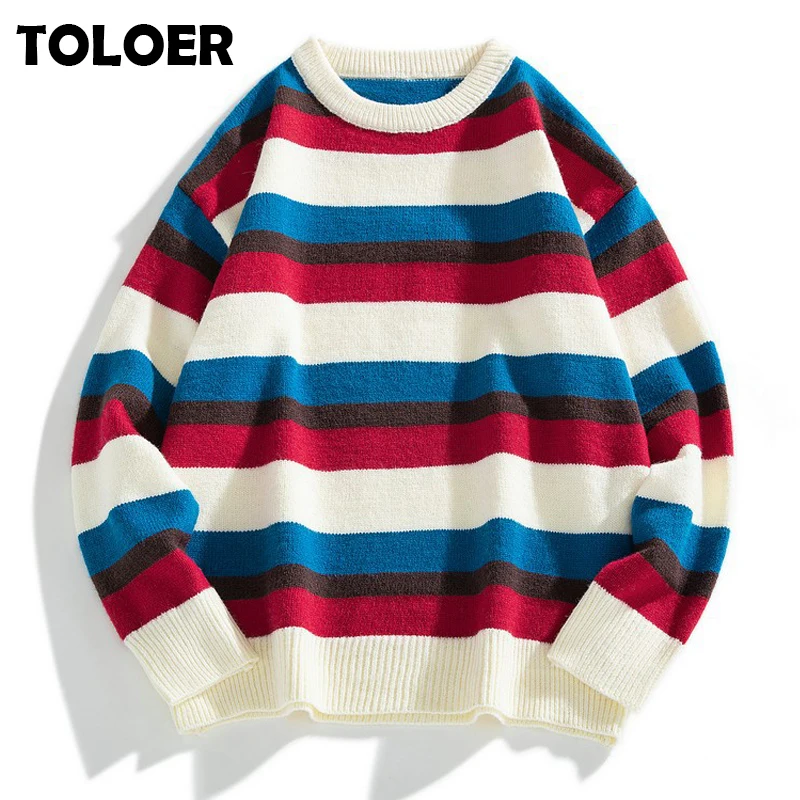 Fashion Knitted Sweater Male Jumper Long Sleeve O-neck Harajuku Pullovers Sweaters Men Casual Autumn Color Block Striped Sweater
Fashion Knitted Sweater Male Jumper Long Sleeve O-neck Harajuku Pullovers Sweaters Men Casual Autumn Color Block Striped Sweater