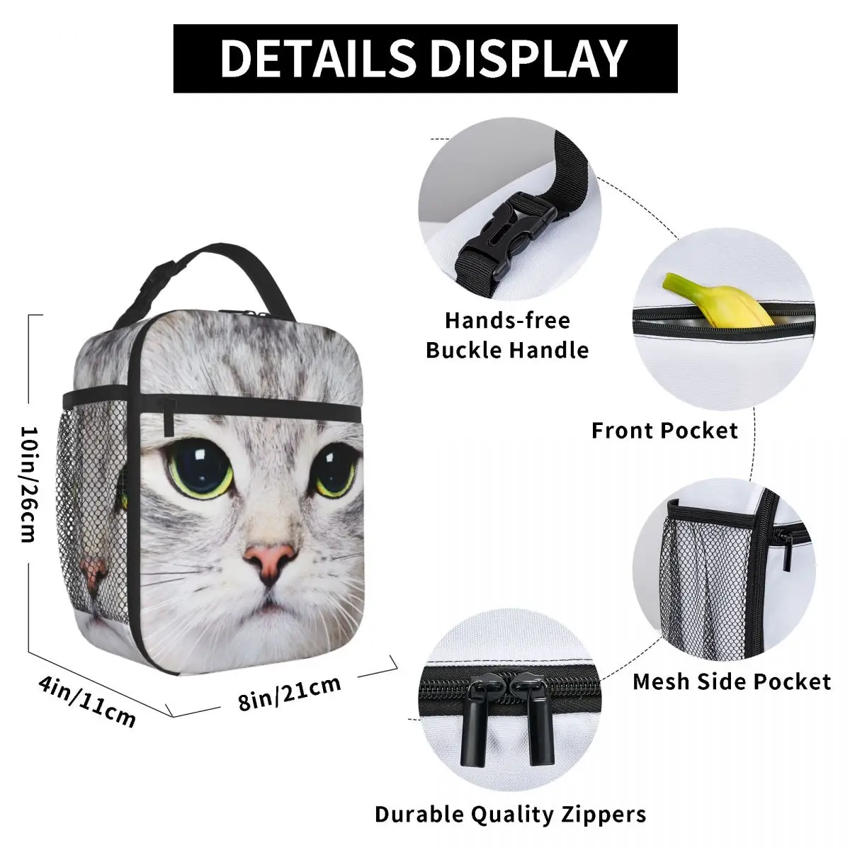 Gray Cute Cat Kitten Lunch Bag for Women Men Large Insulated Lunch Box with Water Bottle Holder and Pockets
Gray Cute Cat Kitten Lunch Bag for Women Men Large Insulated Lunch Box with Water Bottle Holder and Pockets