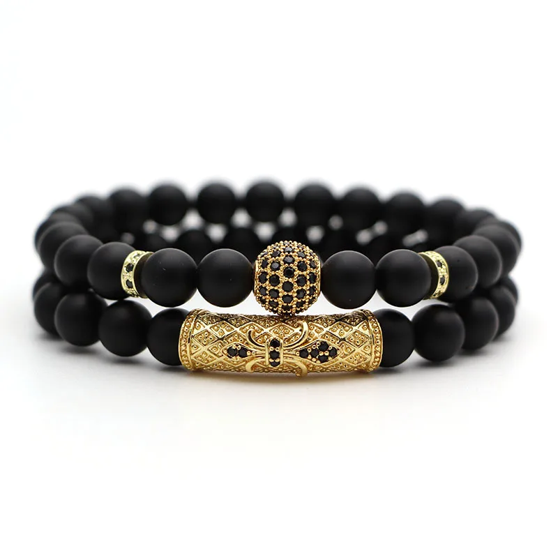 2Pcs/Set Natural Stone 4 Style Bead Man Bracelets Popular Pave CZ Small Crown and Ball Bracelet Classic Matte Black Jewelry
2Pcs/Set Natural Stone 4 Style Bead Man Bracelets Popular Pave CZ Small Crown and Ball Bracelet Classic Matte Black Jewelry