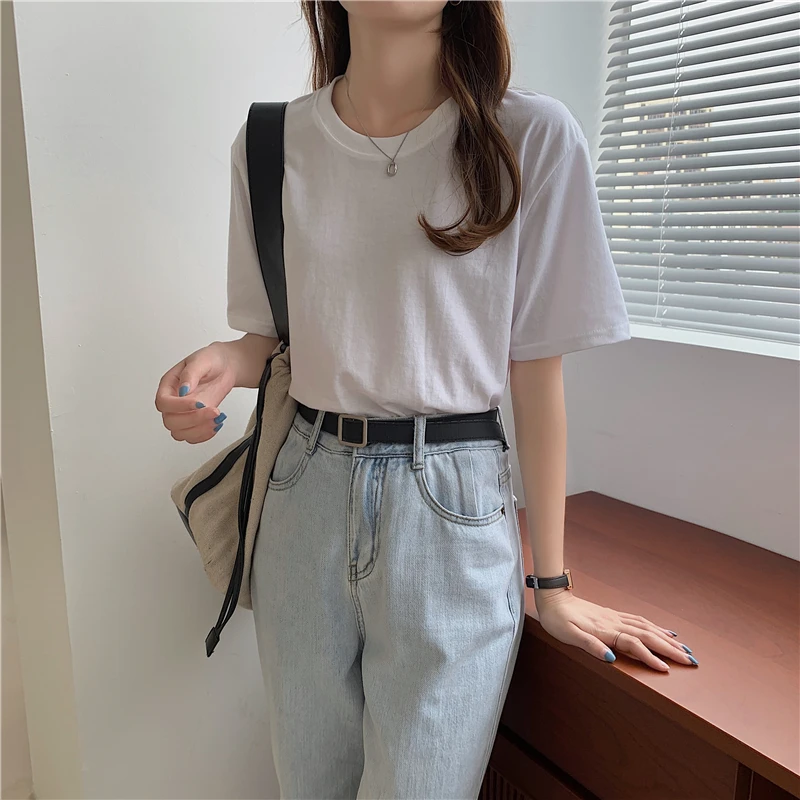 CMAZ White T-shirt For Woman Summer Short Sleeves Loose Cotton Tops Round Neck Tees Casual Tops Female Streetwear T shirts 934#
CMAZ White T-shirt For Woman Summer Short Sleeves Loose Cotton Tops Round Neck Tees Casual Tops Female Streetwear T shirts 934#