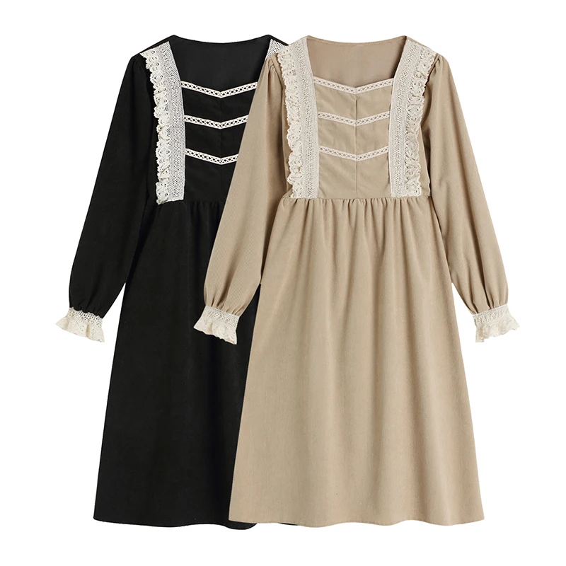 Женское вельветовое платье средней длины, однотонное платье в стиле ретро с кружевной юбкой, прошитым во французском стиле, Осень-зима
Женское вельветовое платье средней длины, однотонное платье в стиле ретро с кружевной юбкой, прошитым во французском стиле, Осень-зима