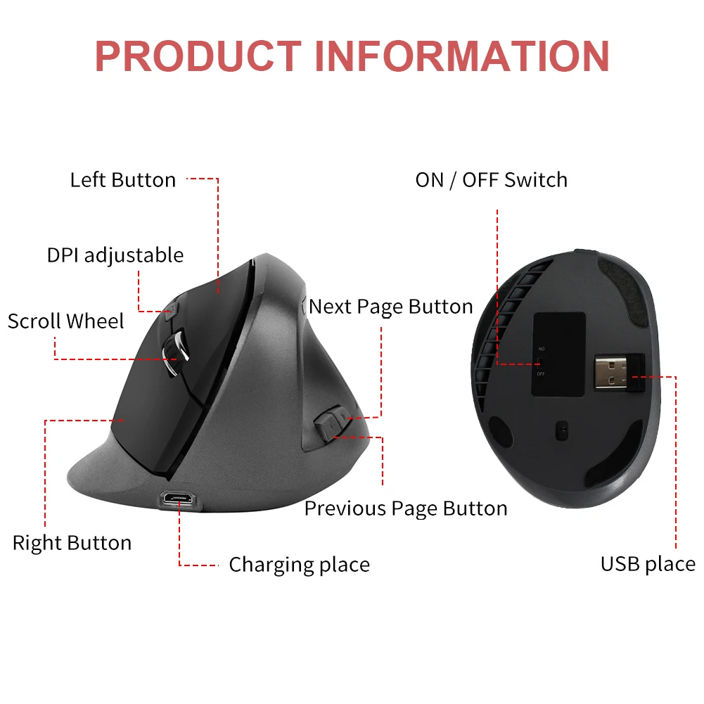 Ergonomic Computer Mobile Wireless Vertical Mouse Gaming Mice Portable With USB Receiver ABS Material For Laptop PC #920 
Ergonomic Computer Mobile Wireless Vertical Mouse Gaming Mice Portable With USB Receiver ABS Material For Laptop PC #920