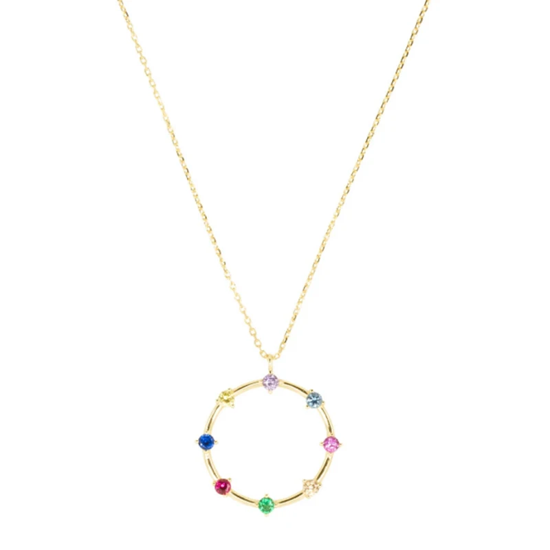 AIDE Luxury Bling Rainbow Zircon Circle Pendant Necklace For Women 925 Sterling Silver Chain Birthday Valentine Gift Collares
AIDE Luxury Bling Rainbow Zircon Circle Pendant Necklace For Women 925 Sterling Silver Chain Birthday Valentine Gift Collares