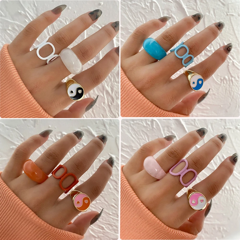 IPARAM New Trend Colorful Resin Ring Set For Women Fashion Acrylic Love Heart Tai Chi Ring Fashion Y2K Jewelry Ring Gift
IPARAM New Trend Colorful Resin Ring Set For Women Fashion Acrylic Love Heart Tai Chi Ring Fashion Y2K Jewelry Ring Gift