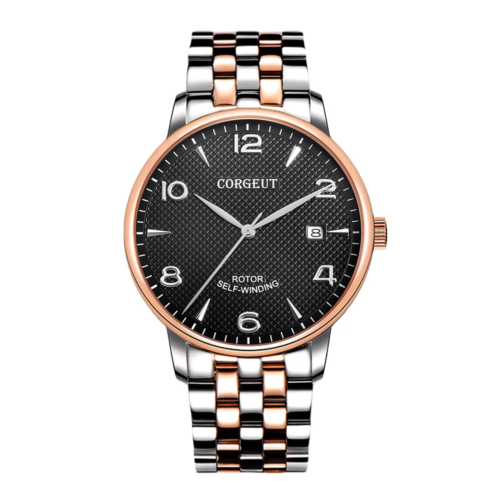 CORGEUT Fashion Men's Mechanical Watch 316L Rose Gold Case Black Dial Automatic Miyota Movement Waterproof All Steel Clock 2027A
CORGEUT Fashion Men's Mechanical Watch 316L Rose Gold Case Black Dial Automatic Miyota Movement Waterproof All Steel Clock 2027A