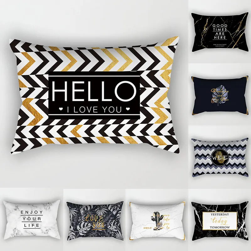 30X50CM Nordic Gold Black Marble Texture Waist Pillowcase Hot Modern Simple Geometic Cushion Covers Marble Texture Cushion Cover
30X50CM Nordic Gold Black Marble Texture Waist Pillowcase Hot Modern Simple Geometic Cushion Covers Marble Texture Cushion Cover
