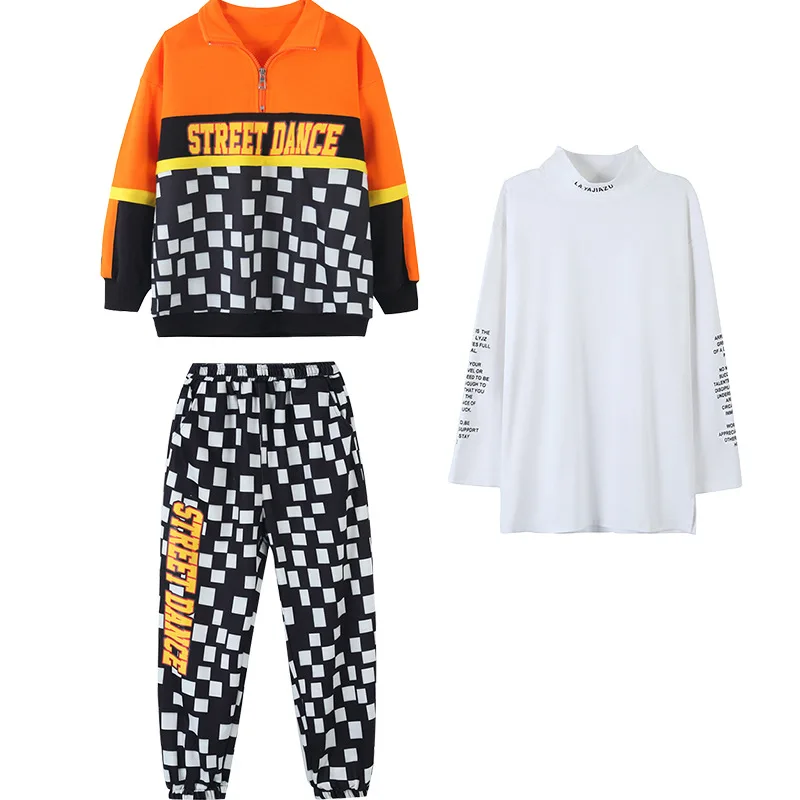 Fresh hip hop boys' clothes big check Sweatshirt Top Girls' casual pants boys' jazz dance clothes 
Fresh hip hop boys' clothes big check Sweatshirt Top Girls' casual pants boys' jazz dance clothes