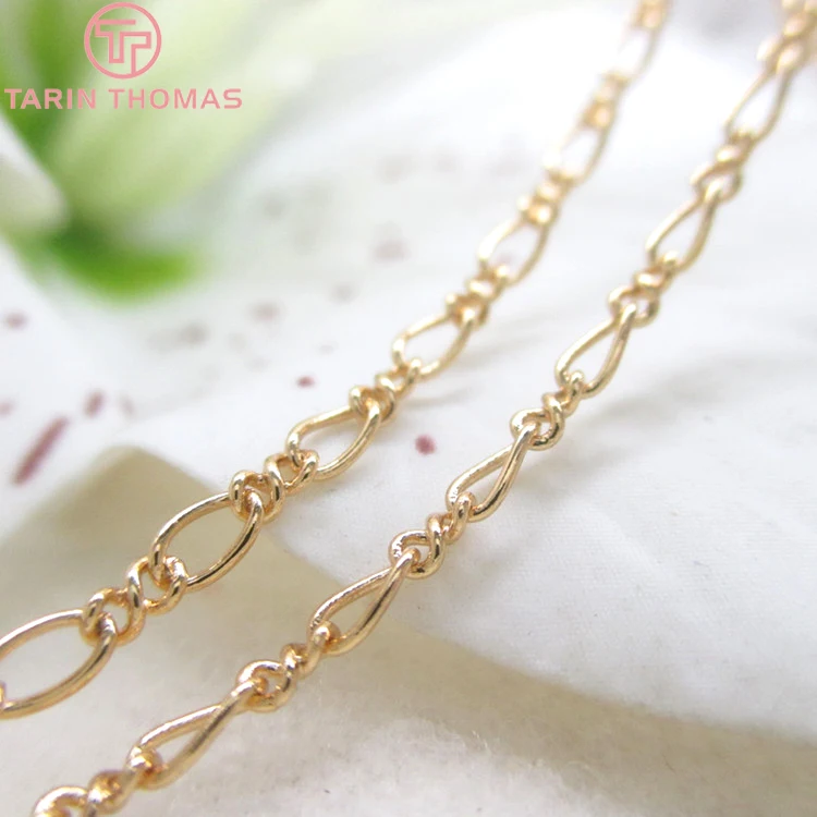 

2 Meters Width 2.1MM 24K Champagne Gold Color Copper Figaro Chains Necklace Chains High Quality Diy Jewelry Findings Accessories