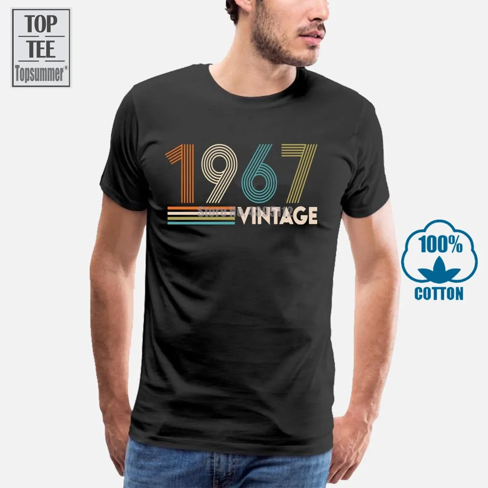 Винтажная Футболка 1967 летняя мужская футболка большие размеры короткая для
