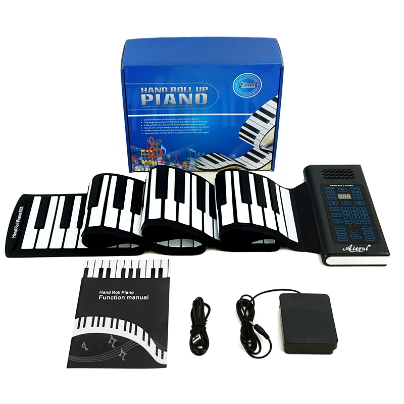 Aiersi 49 61 88 клавиш рулон MIDI гибкий электронный пианино силиконовый портативный