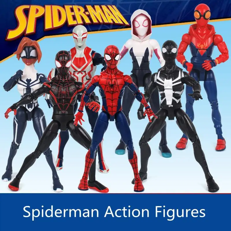 

18cm Spider-man 7 Types Into The Spider-verse Miles Morales Gwen Stacy Action Figure Toy PVC Collectible Model Toy Doll Gift New