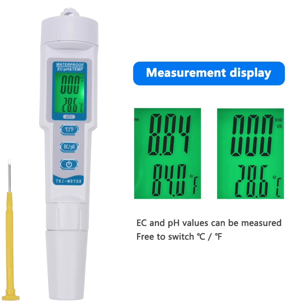 Measurement Tool PH EC Water Quality Multifunction Temperature PH Meter Conductivity Pen Tester 3 In 1 983
Measurement Tool PH EC Water Quality Multifunction Temperature PH Meter Conductivity Pen Tester 3 In 1 983