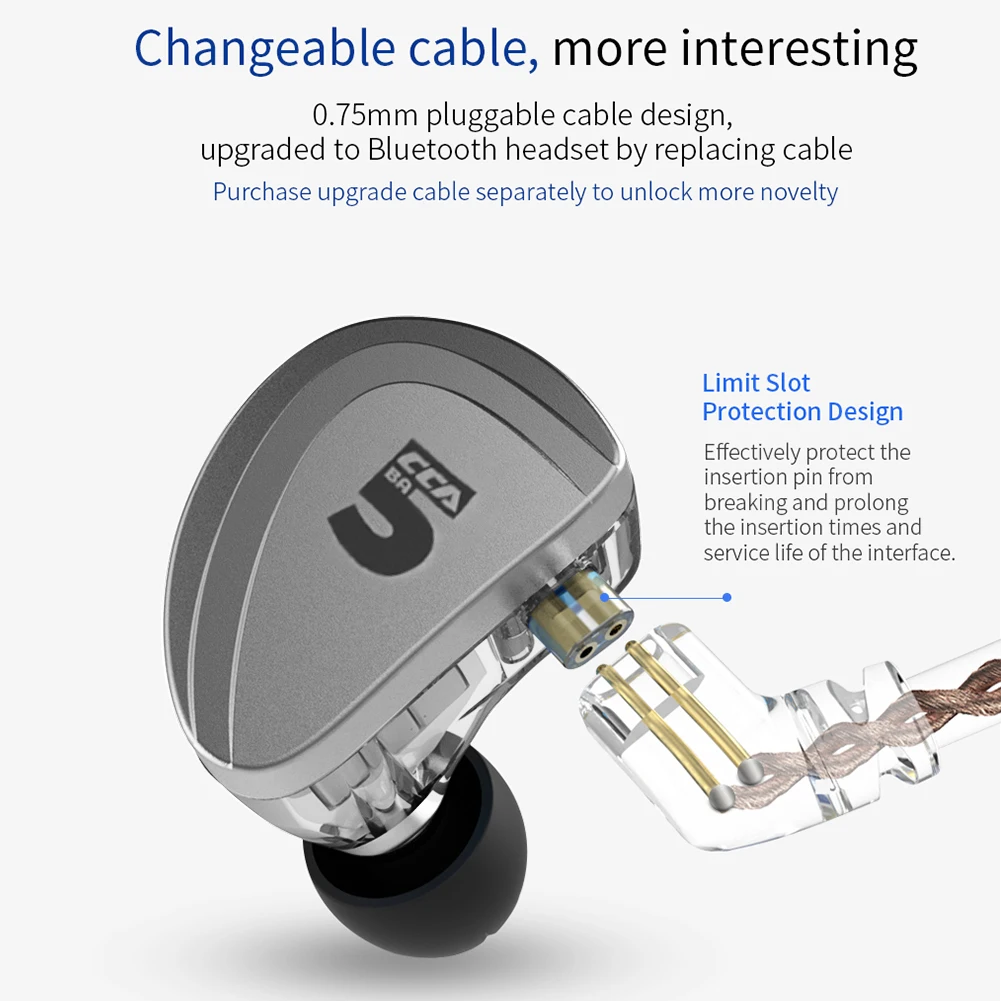 CCA A10 In Ear Earphone 5 Balanced Armature Drivers Detachable 2Pin Cable 90 Degree Right Angle 3.5mm Wired Earbud HiFi Headset
CCA A10 In Ear Earphone 5 Balanced Armature Drivers Detachable 2Pin Cable 90 Degree Right Angle 3.5mm Wired Earbud HiFi Headset