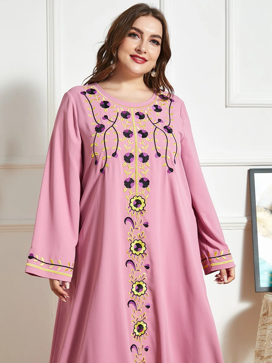 Elegant Pink Floral Embroidery Maxi Dress for Women 2021 Plus Size Long Sleeve Muslim Arabic Oman Clothes Eid Ramadan
Elegant Pink Floral Embroidery Maxi Dress for Women 2021 Plus Size Long Sleeve Muslim Arabic Oman Clothes Eid Ramadan
