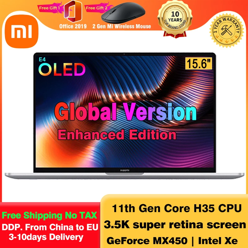 

Original Xiaomi Mi Pro 15 2021 Notebook intel Core i7-11390H/i5-11320H 3.5K OLED Screen Laptops Computer MX450 GPU Windows 10
