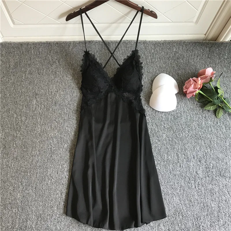 Sexy Hollow Out Lace Suspender Nightdress Women Casual Nightgown Bathrobe Silky Satin Nightwear Pink Backless Mini Home Dress
Sexy Hollow Out Lace Suspender Nightdress Women Casual Nightgown Bathrobe Silky Satin Nightwear Pink Backless Mini Home Dress