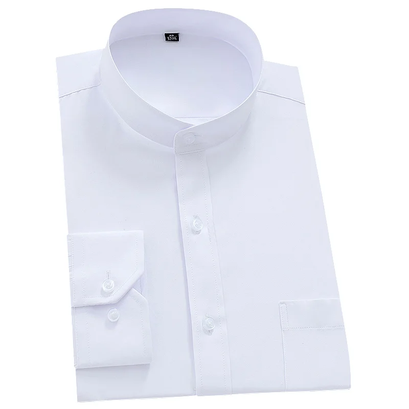 Chinease stand Collar solid plain regular fit long sleeve party Mandarin bussiness formal shirts for men with chest pocket
Chinease stand Collar solid plain regular fit long sleeve party Mandarin bussiness formal shirts for men with chest pocket