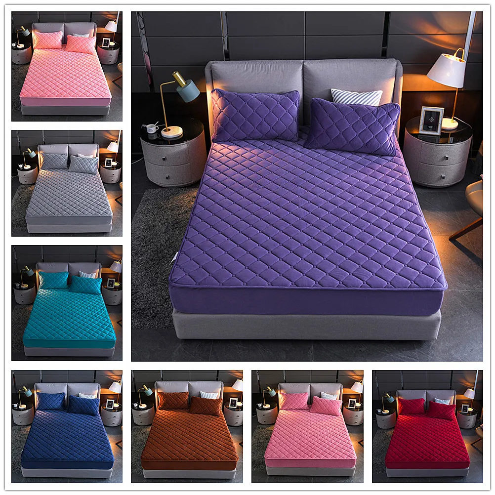 Bed sheets and pillowcases Crystal Velvet Thicken Quilted Mattress Cover Warm Soft Plush Queen King Quilted Bed Fitted Sheet
Bed sheets and pillowcases Crystal Velvet Thicken Quilted Mattress Cover Warm Soft Plush Queen King Quilted Bed Fitted Sheet